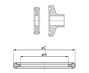 Mini gasket for 25mm flange Tri-Clamp connections.
